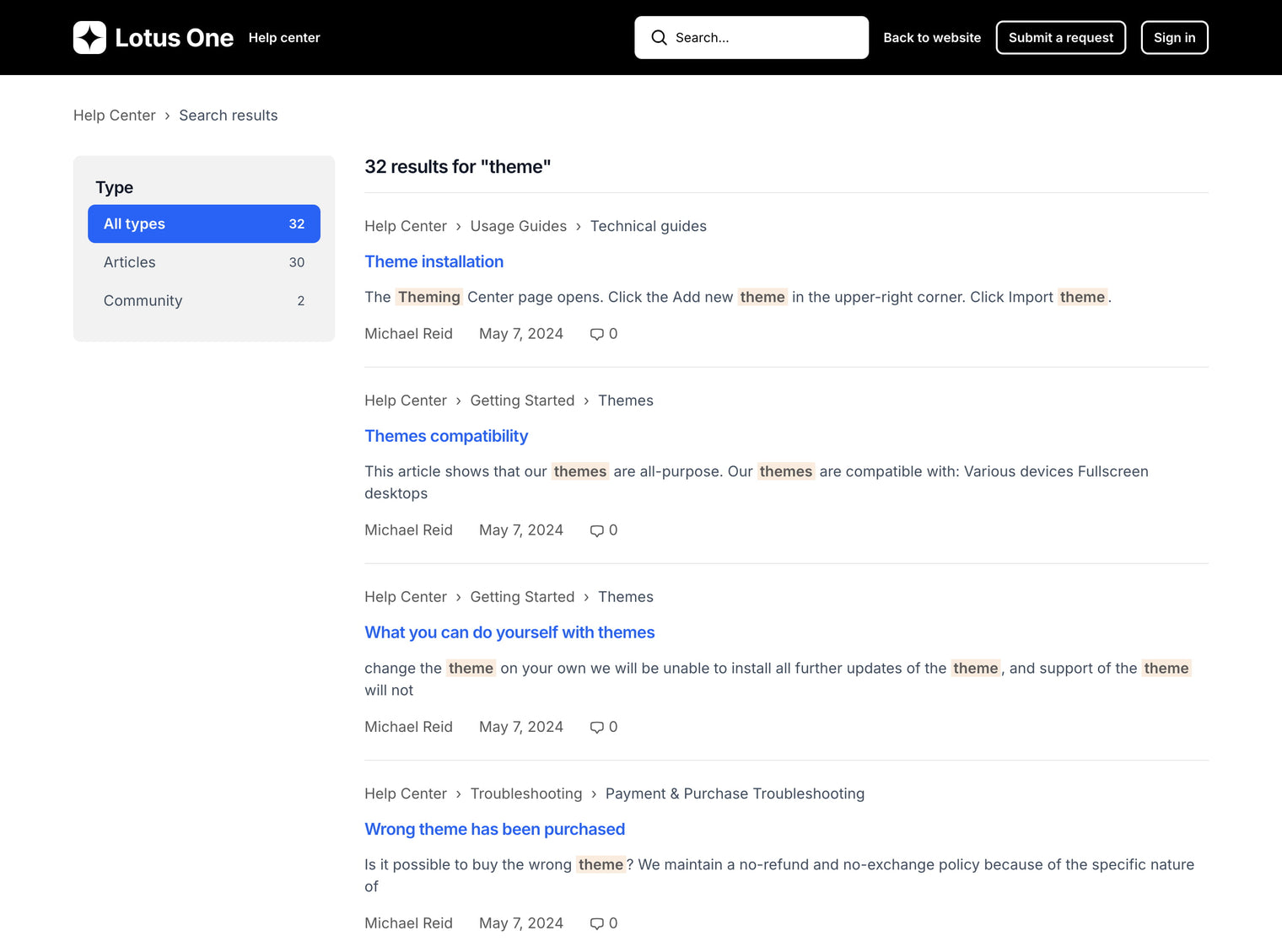 Zendesk Theme Lotus One  Search